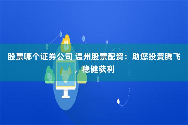 股票哪个证券公司 温州股票配资：助您投资腾飞，稳健获利